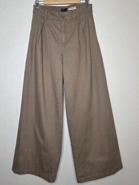 BCBGeneration High Rise Wide Leg Trouser Pants Cocoa Creme Medium